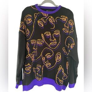 ASOS Black and Purple Face Outline Sweater